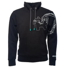 Load image into Gallery viewer, Black Hoodie with White Kobelco Excavator Line Drawing