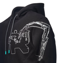 Load image into Gallery viewer, Black Hoodie with White Kobelco Excavator Line Drawing