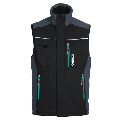 Front view of the practical Kobelco Workwear Vest with microfleece lining. 