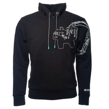 Load image into Gallery viewer, Black Hoodie with White Kobelco Excavator Line Drawing
