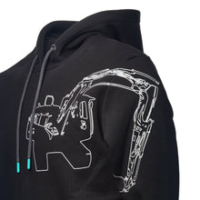 Load image into Gallery viewer, Black Hoodie with White Kobelco Excavator Line Drawing
