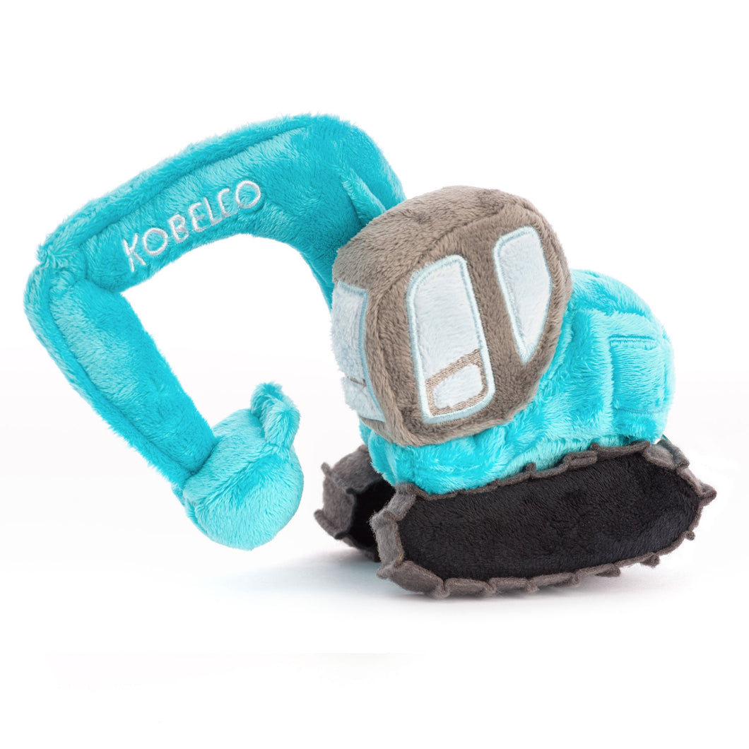 The Kobelco Excavator Soft Toy is suitable from birth. and made with a soft 100% polyester material. 